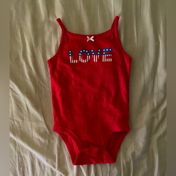 Carter's Other - Carter’s Fourth of July theme red “LOVE” onesie size 12 months baby girl - NEW
